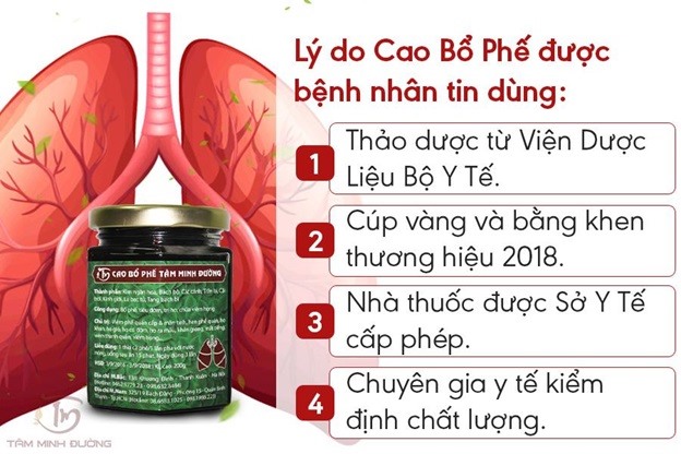 Những điểm nổi bật của Cao Bổ Phế Tâm Minh Đường