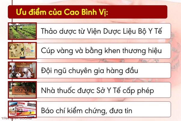 Những ưu điểm vượt trội chỉ có ở Cao Bình Vị Tâm Minh Đường
