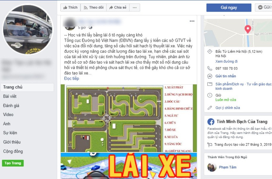 Thông tin mời chào đăng ký thi cấp giấy phép lái xe trên mạng xã hội. Ảnh: P.V