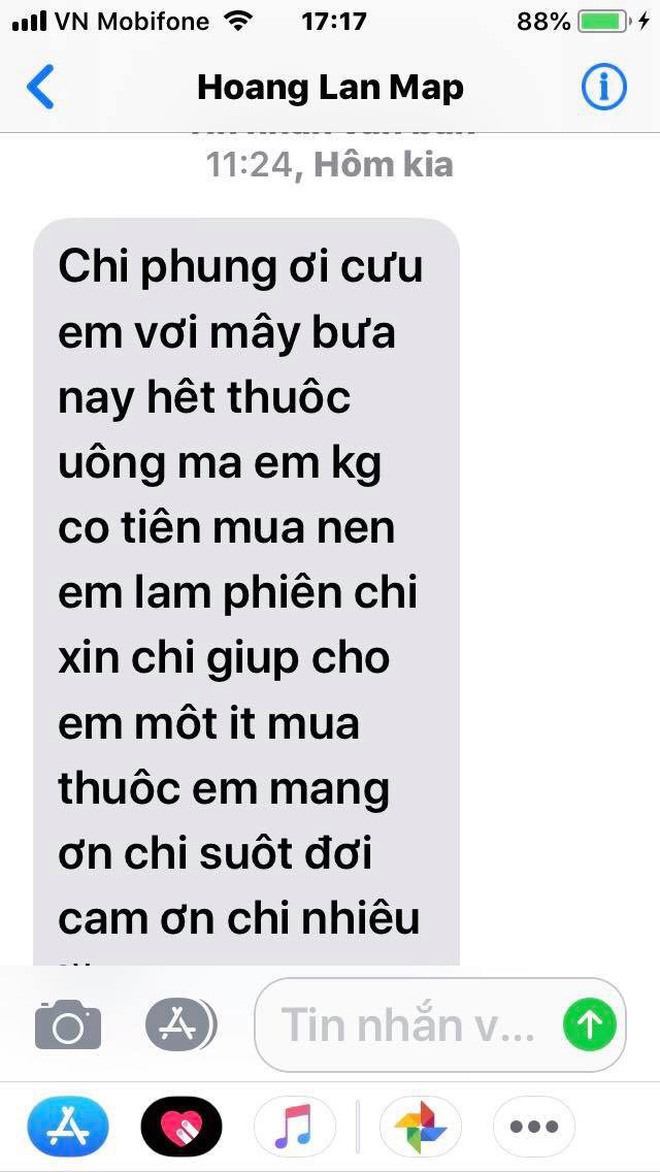 Đoạn tin nhắn cầu cứu của nghệ sĩ Hoàng Lan khiến nhiều người không khỏi nhói lòng.