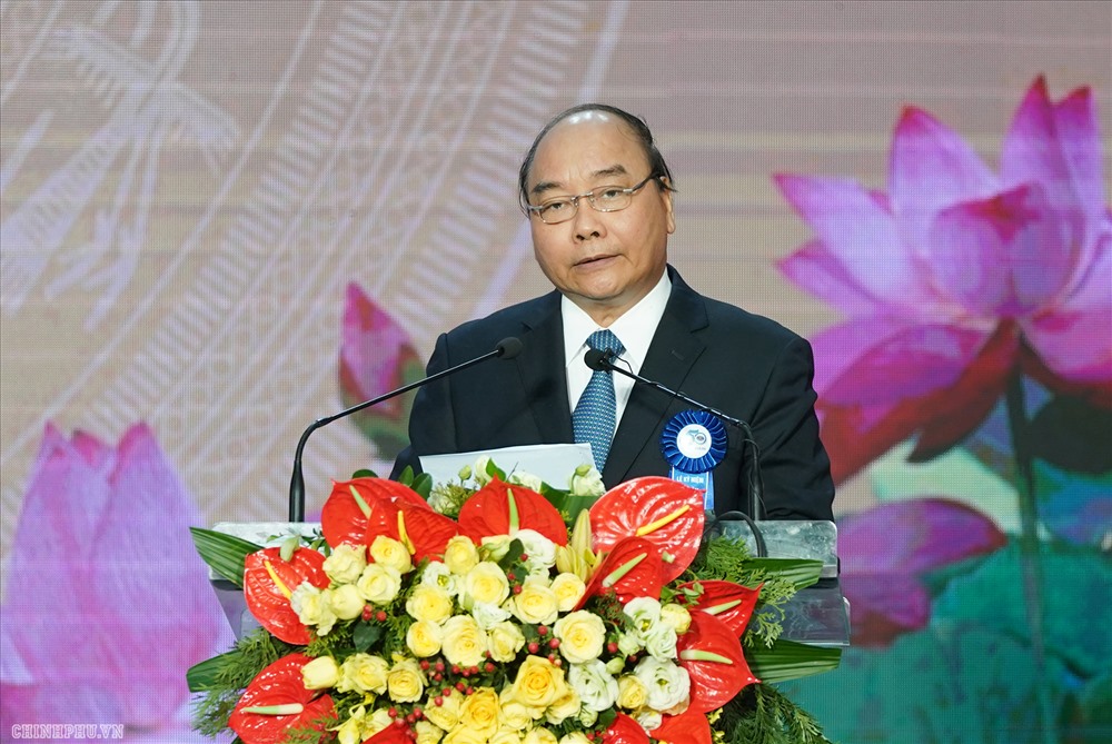 Thủ tướng phát biểu tại lễ kỷ niệm 50 năm thành lập Bệnh viện K - Ảnh: VGP/Quang Hiếu