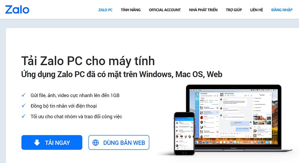 Phiên bản Zalo cho máy tính (chụp màn hình).