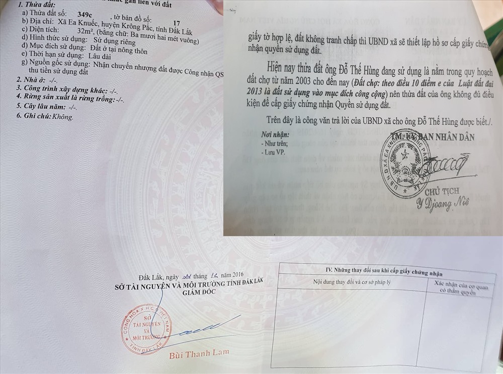 Dù địa phương cho rằng chợ Ea Knuếch là đất quy hoạch nhưng điều lạ là, một số diện tích trong chợ vẫn được cấp sổ đỏ vào năm 2016. Ảnh: HL