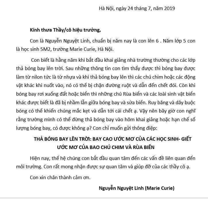 Bức thư của Nguyệt Linh