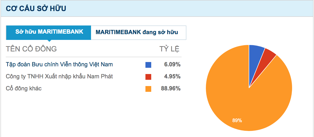 Cơ cấu cổ đông hiện nay của ngân hàng MSB.