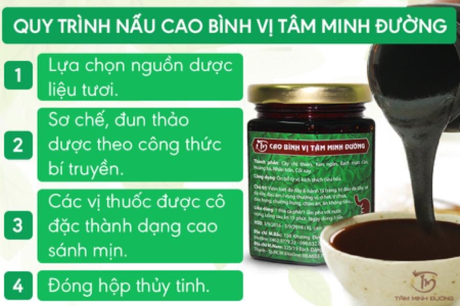 Quy trình nấu Cao Bình Vị Tâm Minh Đường