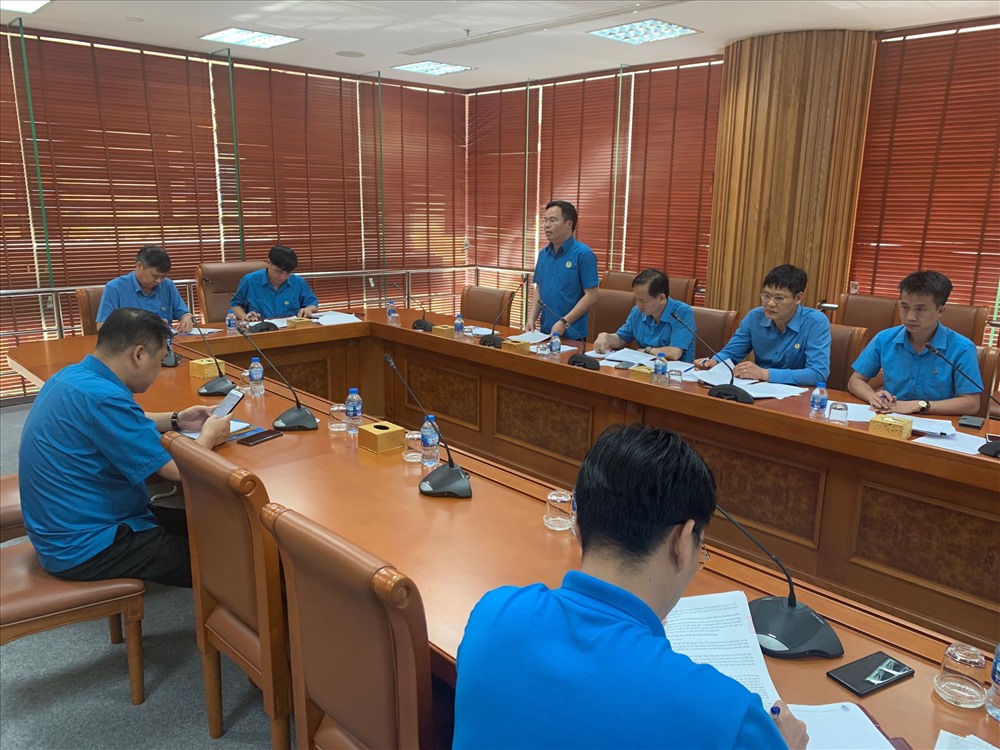Đồng chí Trần Văn Khải - Uỷ viên Đoàn Chủ tịch Tổng LĐLĐVN, Trưởng ban Quản lý dự án Thiết chế Công đoàn phát biểu tại buổi làm việc. Ảnh: T.L.Đ