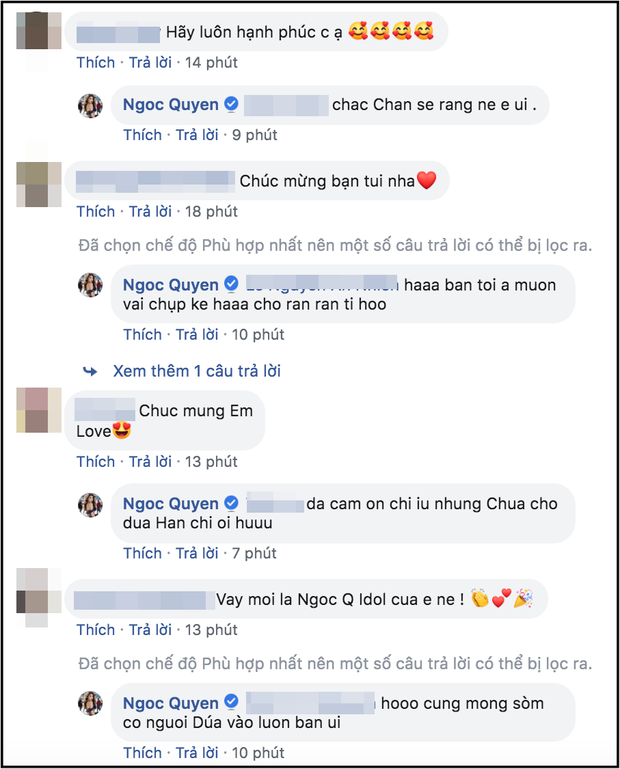 Những lời chúc phúc được bạn bè gửi đến Siêu mẫu Ngọc Quyên.