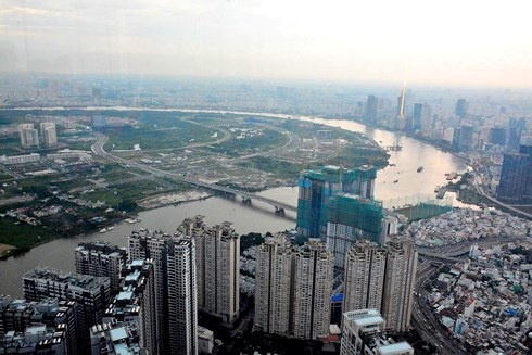 Một góc Khu đô thị Thủ Thiêm nhìn từ tòa nhà Land mark 81.