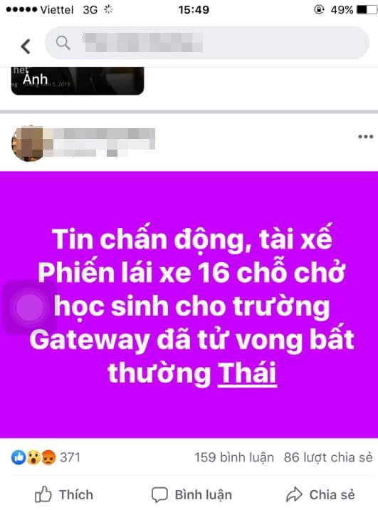 Thông tin chưa được kiểm chứng nhưng nhanh chóng lan truyền, gây xôn xao dư luận. Ảnh chụp màn hình.