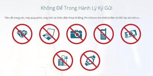Bảng tóm tắt quy định vận chuyển của Việt Nam Airlines với những thiết bị điện tử chứa pin lithium, bao gồm cả pin lithium. Ảnh: Vietnam Airlines.