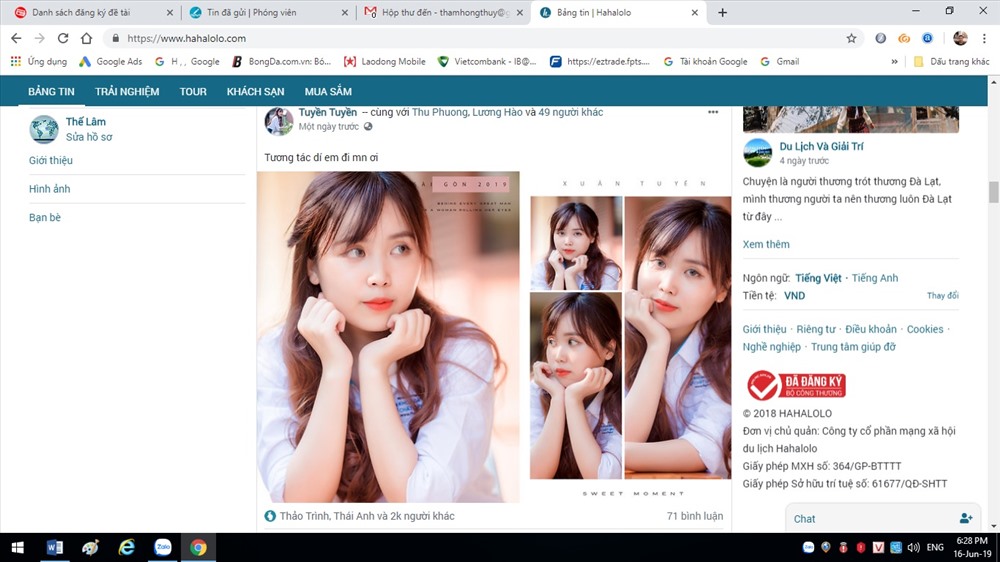 Mạng xã hội Hahalolo (chụp màn hình).