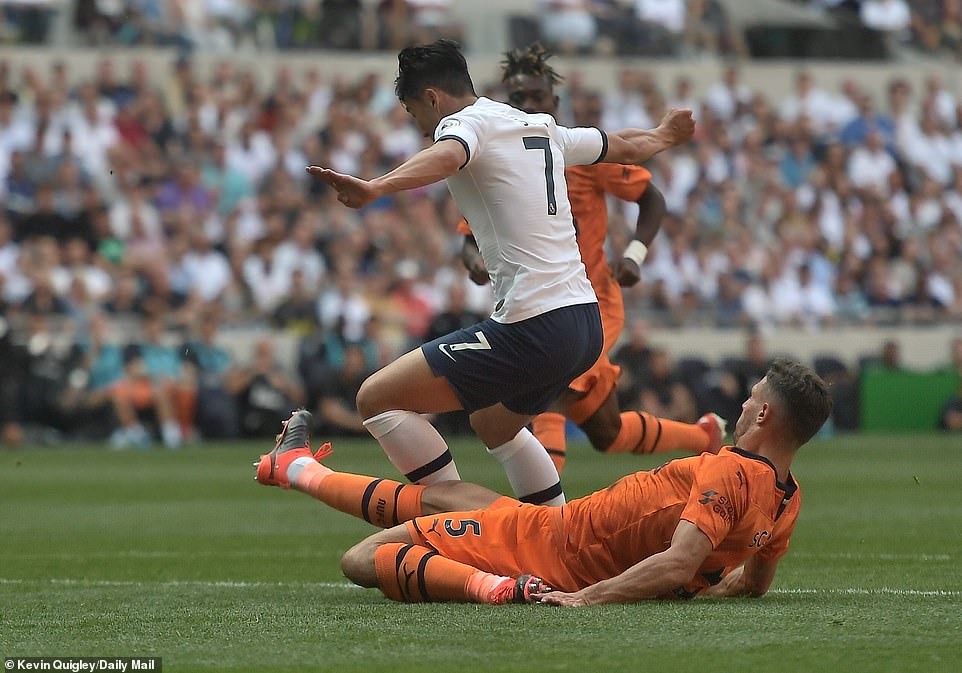 Son Heung-min gặp nhiều khó khăn trong trận đấu đầu tiên tại Premier League mùa này. Ảnh: Daily Mail.