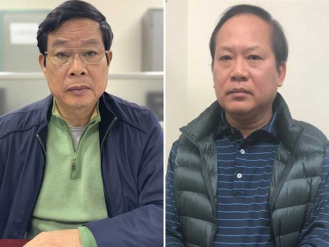 Bị can Nguyễn Bắc Son (trái) và bị can Trương Minh Tuấn - Ảnh: Bộ Công an