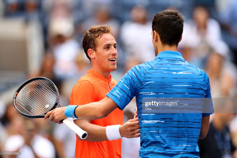 Gặp đối thủ dưới cơ, Djokovic nhẹ nhàng vượt qua vòng 1. Ảnh: Getty.