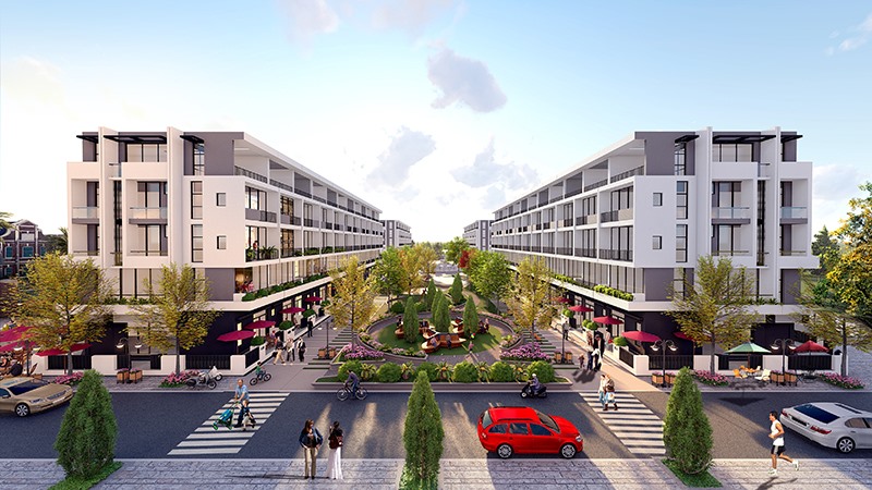 Với thiết kế 2 mặt tiền độc đáo, shophouse Bình Minh Garden đáp ứng được cả 2 yếu tố: kinh doanh và an cư. Ảnh: NSM