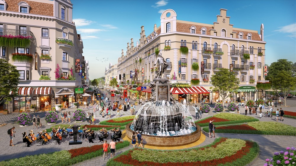 Shophouse Europe - khu phố mua sắm, dịch vụ dự kiến đi vào hoạt động từ cuối năm nay. Ảnh: Sun