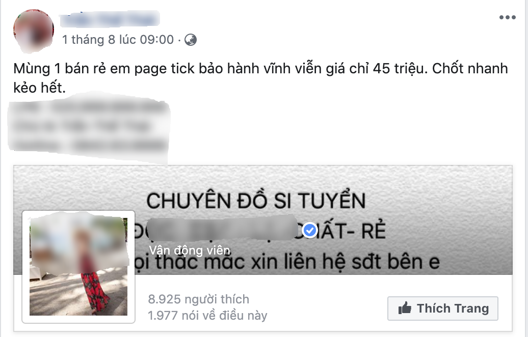 Việc chào mời mua bán page tick xanh diễn ra nhan nhản
