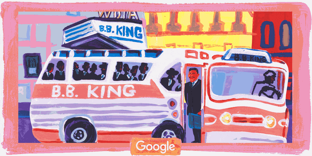 Không chỉ có hình vẽ, Google Doodle ngày 16.9 dành để tôn vinh B.B King còn có video Doodle do đạo diễn Angelica McKinley, người sinh trưởng ở Memphis thực hiện. Nguồn: Doodles.