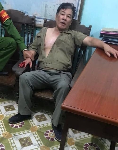 Bị can Bùi Xuân Hồng tại cơ quan công an.