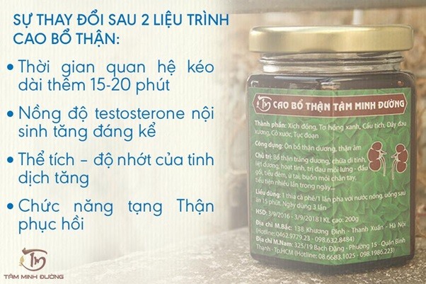 Tác dụng của Cao bổ thận Tâm Minh Đường trong quá trình điều trị