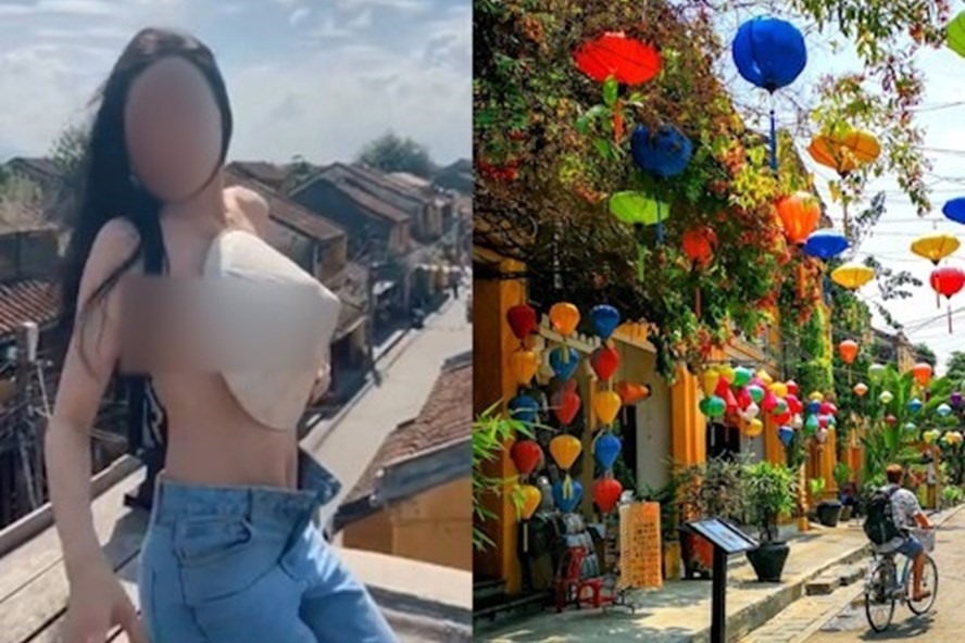 Cô gái đăng ảnh khoe thân ở Hội An bị chỉ trích nặng nề. Ảnh cắt từ clip.