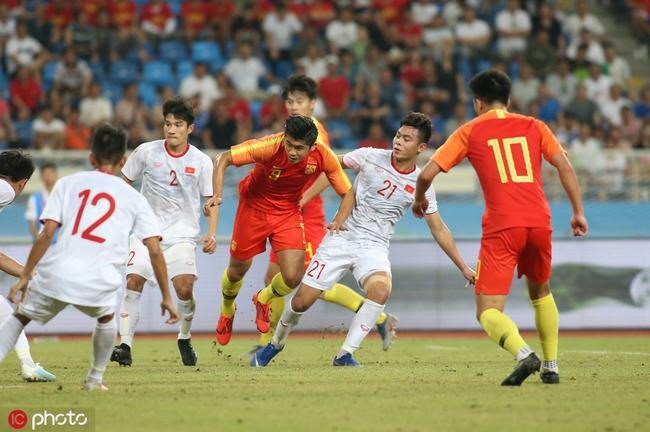 U22 Việt Nam đánh bại U22 Trung Quốc ở trận giao hữu hôm 8.9. Ảnh: Sina