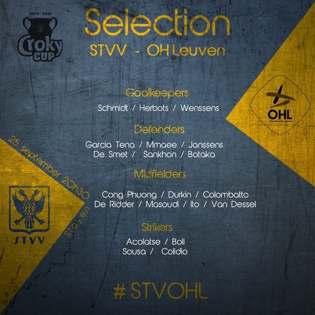 Danh sách đăng kí của Sint Truidense ở vòng 1/16 Cúp Quốc gia Bỉ. Ảnh: STVV