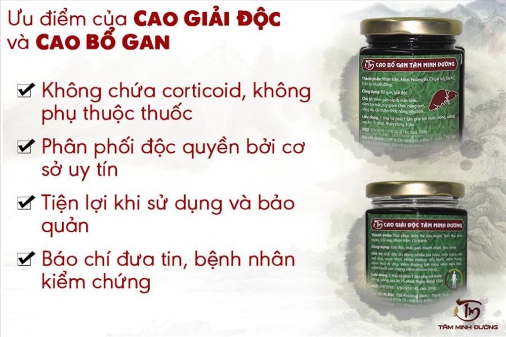 Những ưu điểm vượt trội của Cao giải độc và Cao bổ gan Tâm Minh Đường
