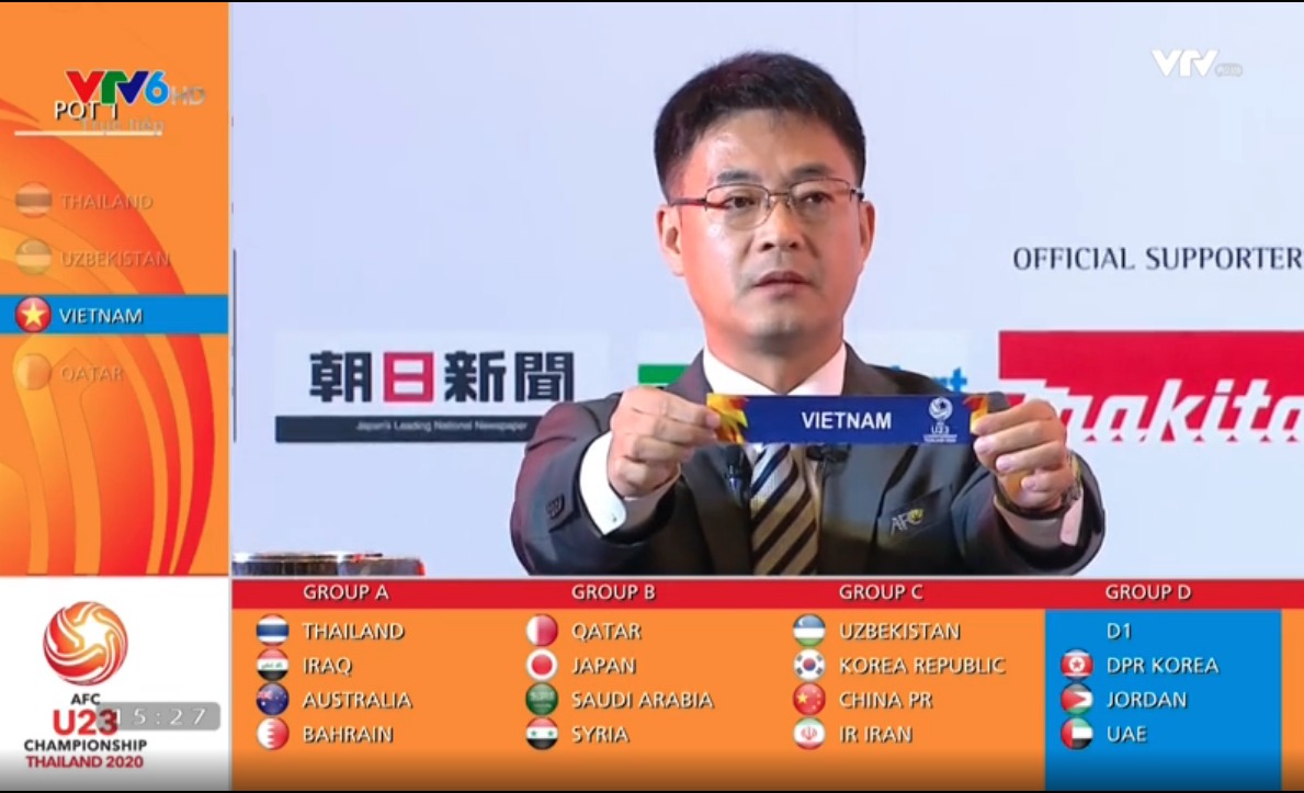 U23 Việt Nam nằm ở bảng D.