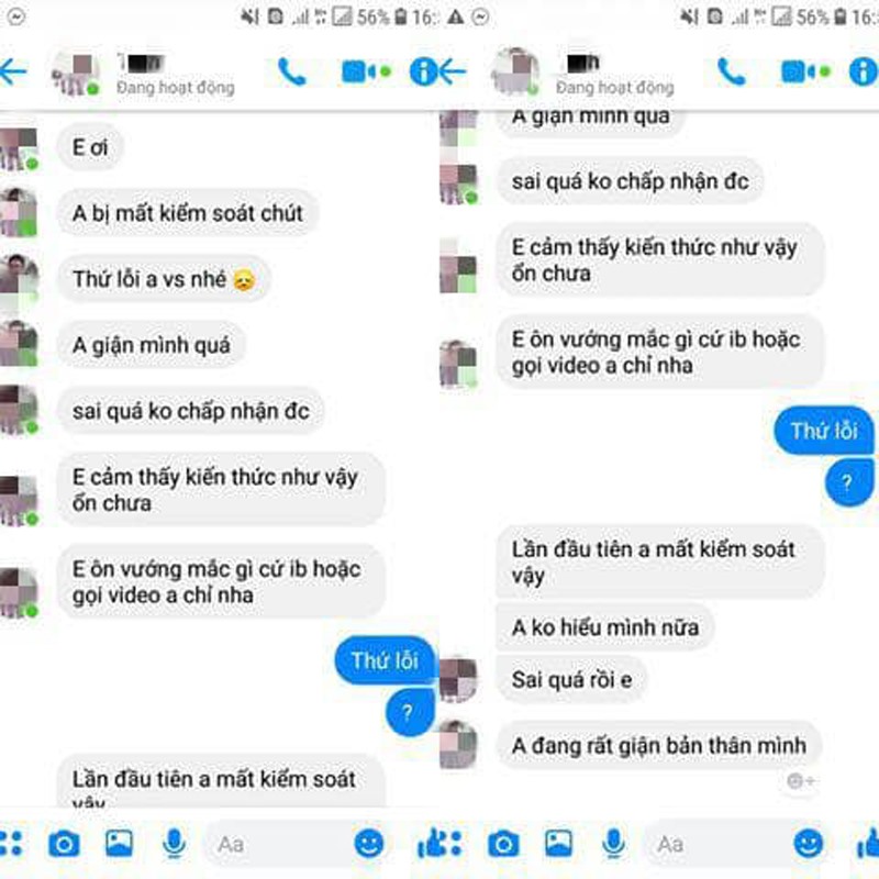 Tin nhắn xin lỗi mà N.T.T gửi cho cô gái sau khi vụ việc xảy ra. Ảnh chụp màn hình