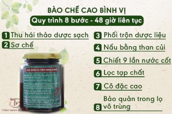 Quy trình bào chế chặt chẽ, chắt lọc tinh chất của Cao bình vị Tâm Minh Đường