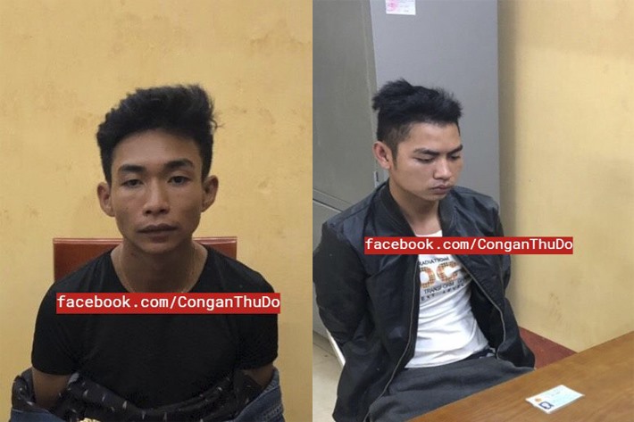 2 nghi phạm Đinh Văn Giáp (trái) và Đinh Văn Trường (phải) và đã bị công an bắt giữ. Ảnh: Công an TP. Hà Nội.