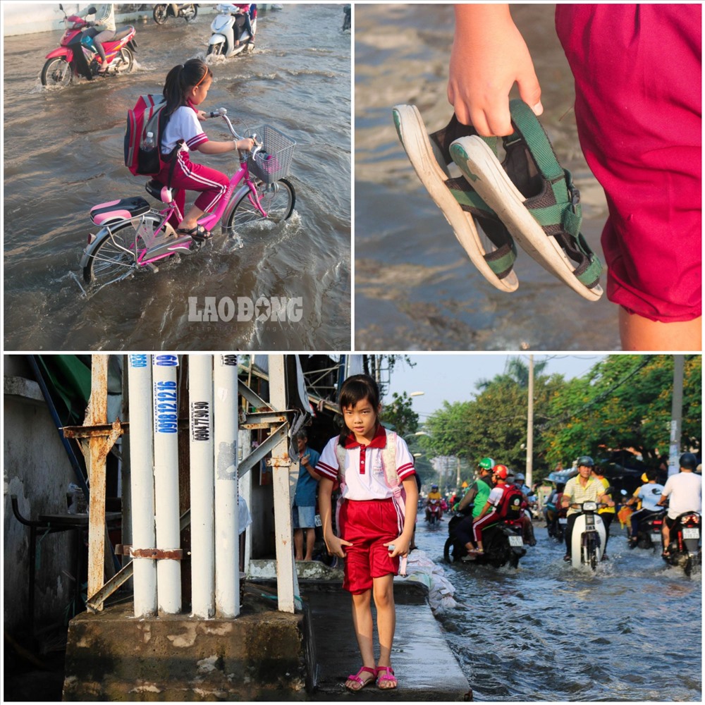 Nhiều em nhỏ tỏ ra thận trọng khi di chuyển.