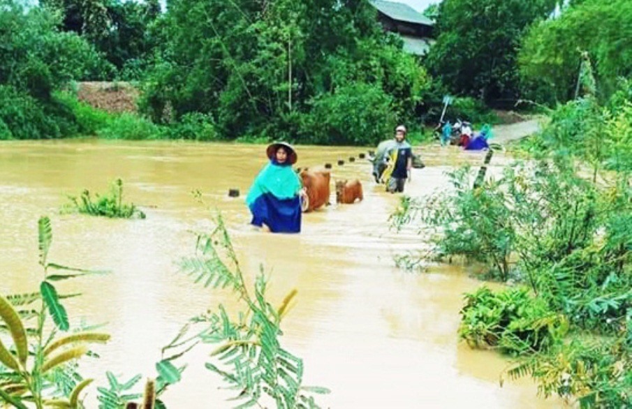 Ngập nặng tại xã Phương Mỹ - Hương Khê (Hà Tĩnh). Ảnh: P.V