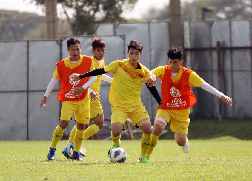 U23 Việt Nam trong buổi tập ngày 11.1. Ảnh: VFF