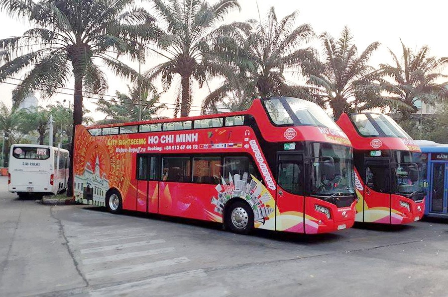 Tuyến xe buýt hai tầng mui trần tại TPHCM. Ảnh: Nguyễn Trung Thành