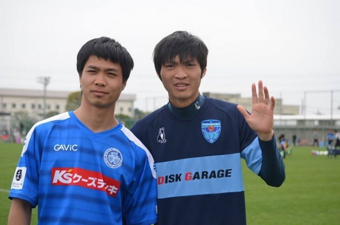 Công Phượng và Tuấn Anh sang J.League 2 năm 2015, thời điểm họ vẫn chưa là tuyển thủ đội tuyển quốc gia Việt Nam. Ảnh: Mito Hollyhock.
