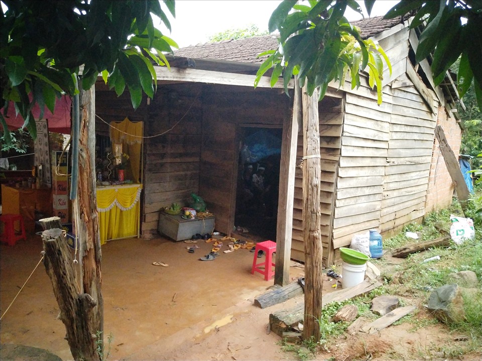 Mái nhà lợp ván của vợ chồng anh Trường. Ảnh Thanh Tuấn