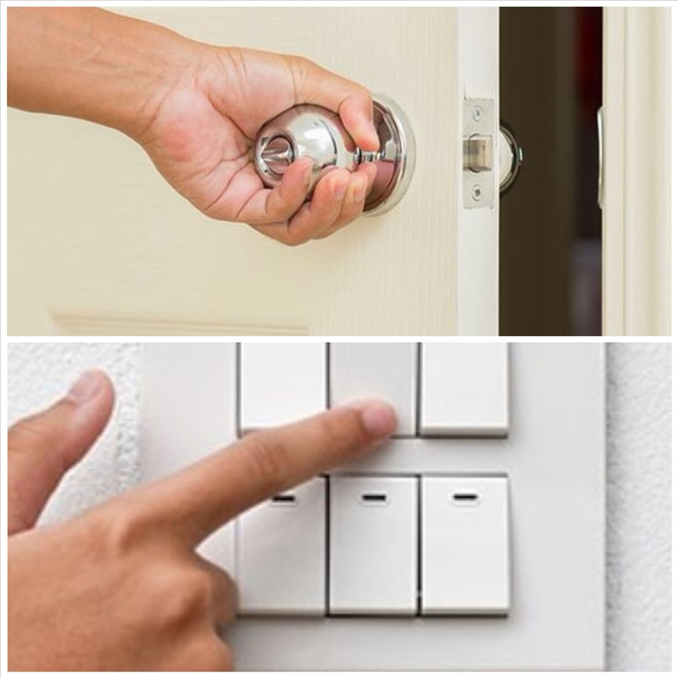 Cách giải quyết chỉ đơn giản là lau công tắc điện và tay nắm cửa một lần một tuần bằng khăn. Đồ họa: Đức Mạnh