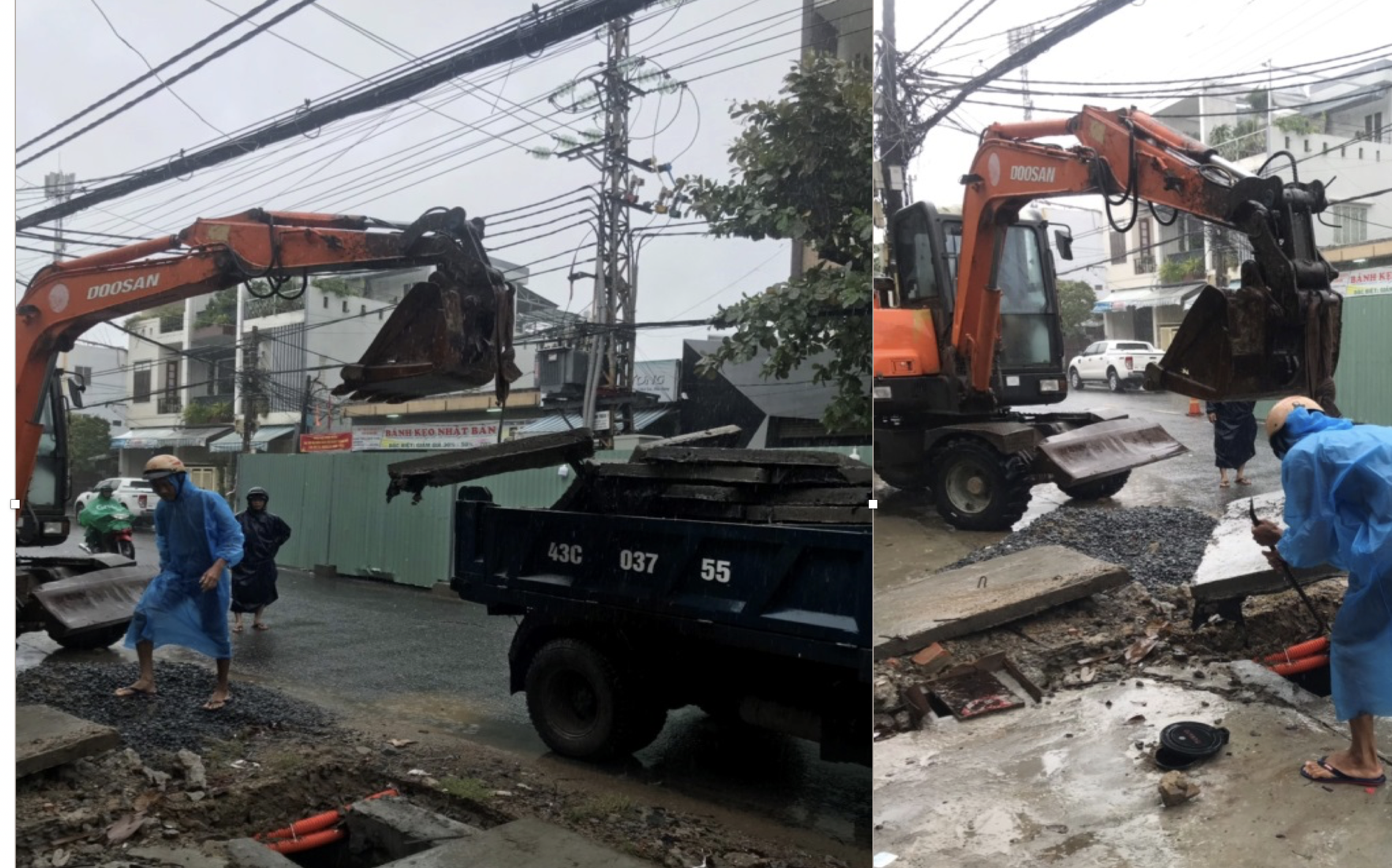 Sau khi báo Lao Động phản ánh, chủ đầu tư dự án cải tạo vỉa hè đã tổ chức thi công, đặt biển báo, khắc phục các khu vực hố sâu... Ảnh: Hữu Long
