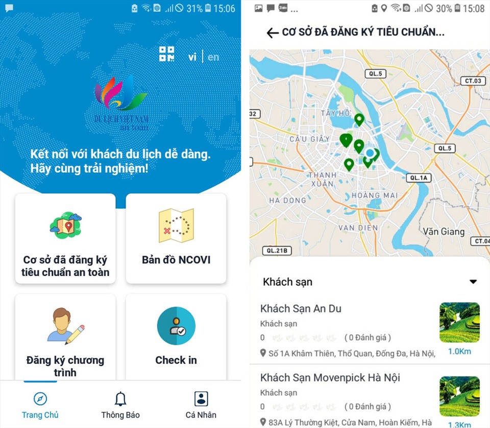 Ứng dụng Du lịch Việt Nam an toàn. Ảnh: TCDL.