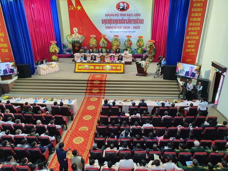 Quang cảnh Đại hội Đại biểu Đảng bộ tỉnh Bạc Liêu (ảnh Nhật Hồ)