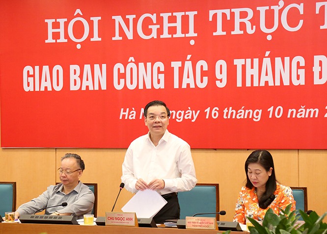 Chủ tịch UBND Thành phố Chu Ngọc Anh phát biểu tại hội nghị.
