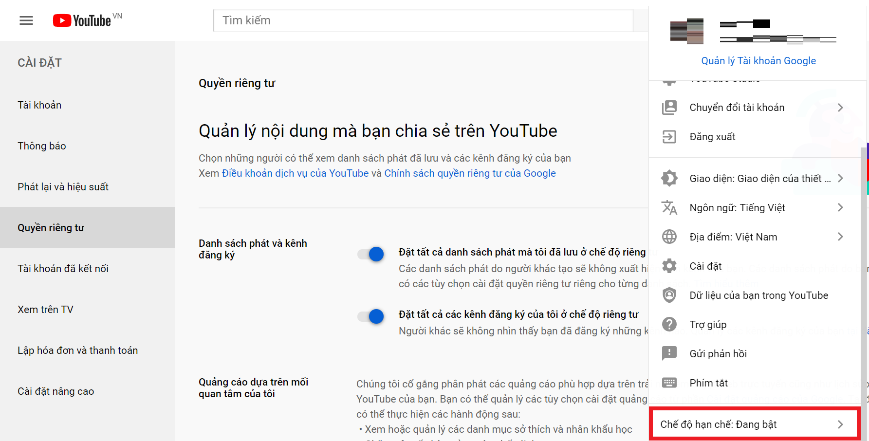 Chế độ hạn chế