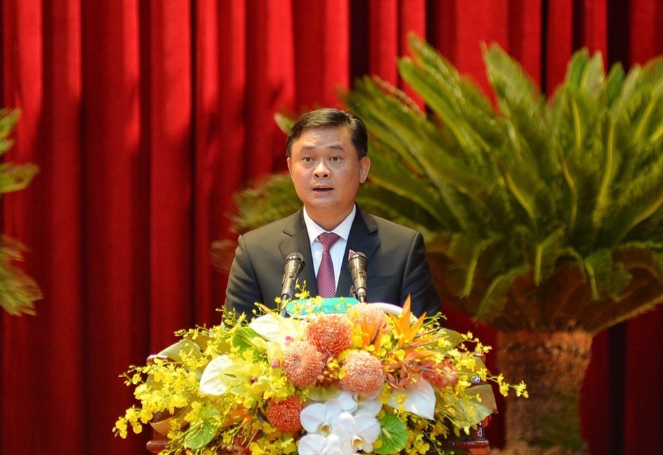 Bí thư Tỉnh ủy Thái Thanh Quý phát biểu khai mạc Đại hội Đảng bộ tỉnh Nghệ An lần thứ XIX, nhiệm kỳ 2020 - 2025. Ảnh: Thành Cường