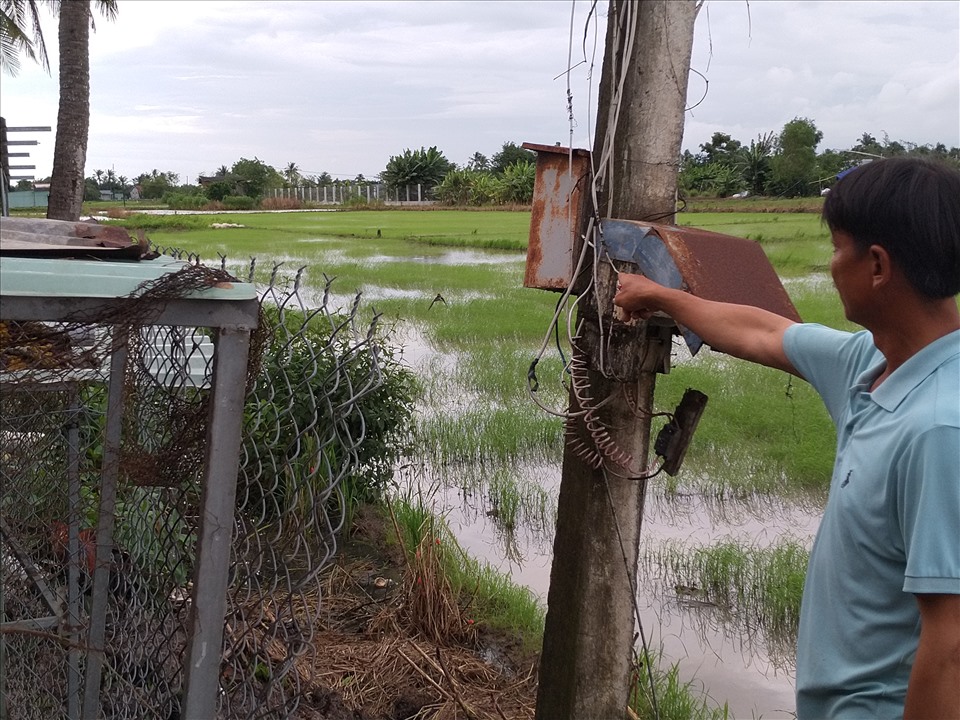 Bến cạnh là cột điện chằng chịt dây. Ảnh: K.Q