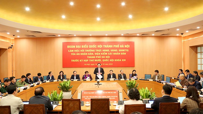 Quang cảnh buổi làm việc. Ảnh: Hanoigov