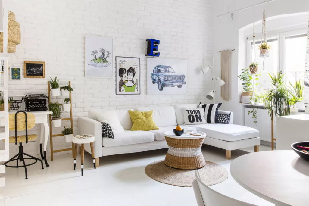 Tone màu đơn sắc kết hợp cây xanh. Ảnh: Ikea Ideas Lab