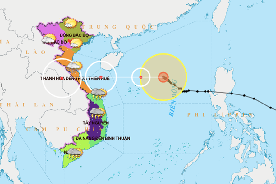 Vị trí và đường đi của bão số 8. Ảnh: Trung tâm Dự báo Khí tượng Thuỷ văn Quốc gia.
